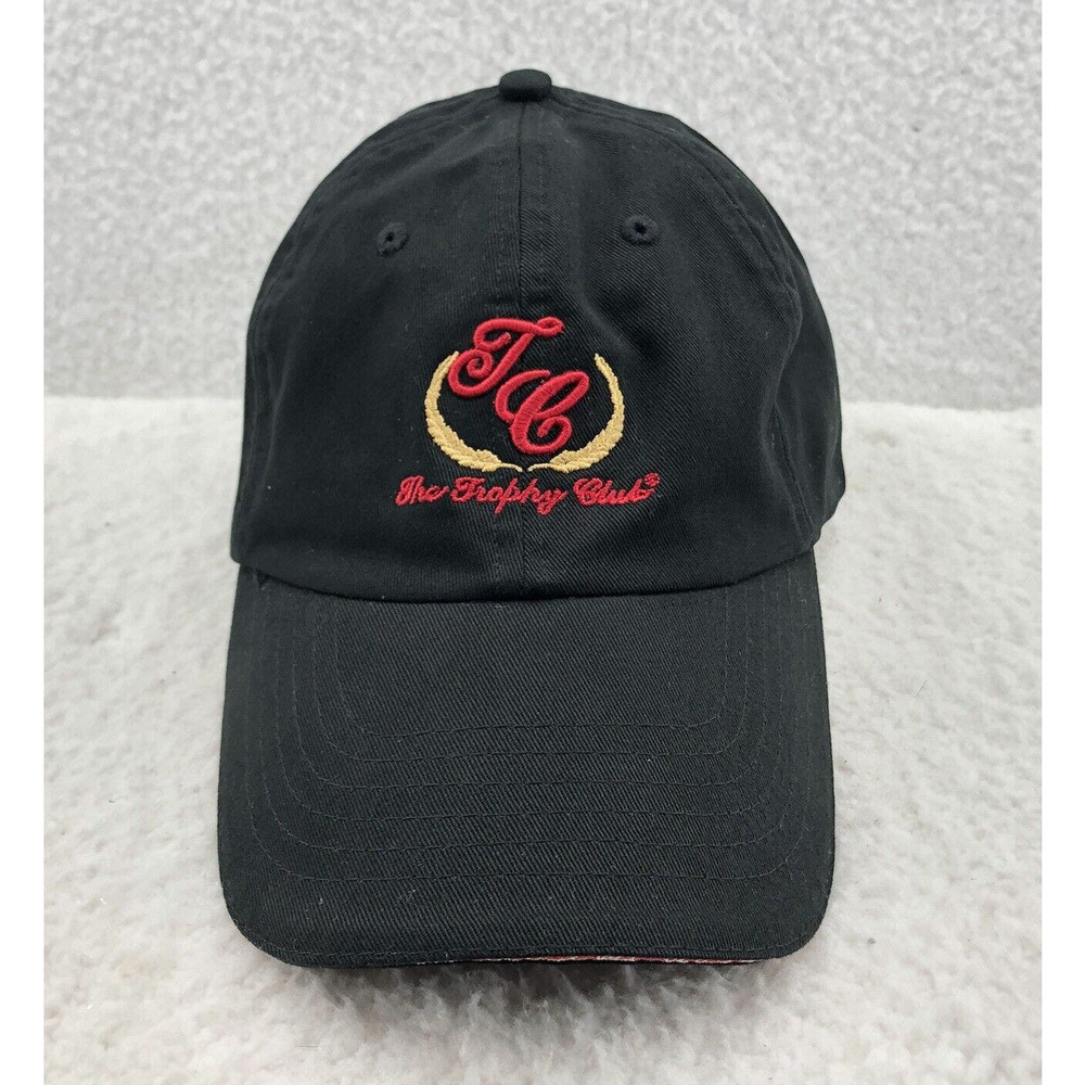 Trophy Club‎ Baseball Hat Mens Strap Back OSFM Black Red Dad Cap